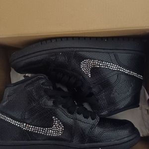 Jordans black snakeskin w/ sworski crystals